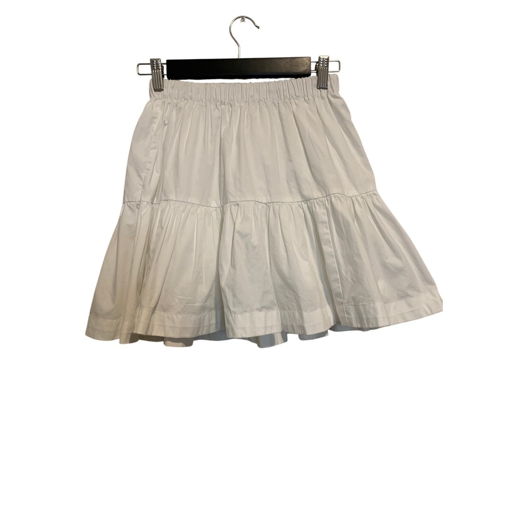 Abercrombie & Fitch Women White Mini Skirt Elastic Waist Cotton Blend XS